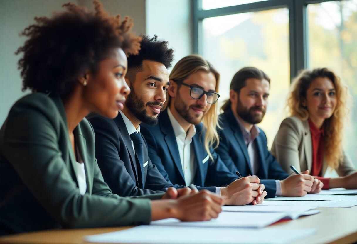 A professional discussing healthcare management with a team in a hospital setting, symbolizing career opportunities MBA in Healthcare Management.